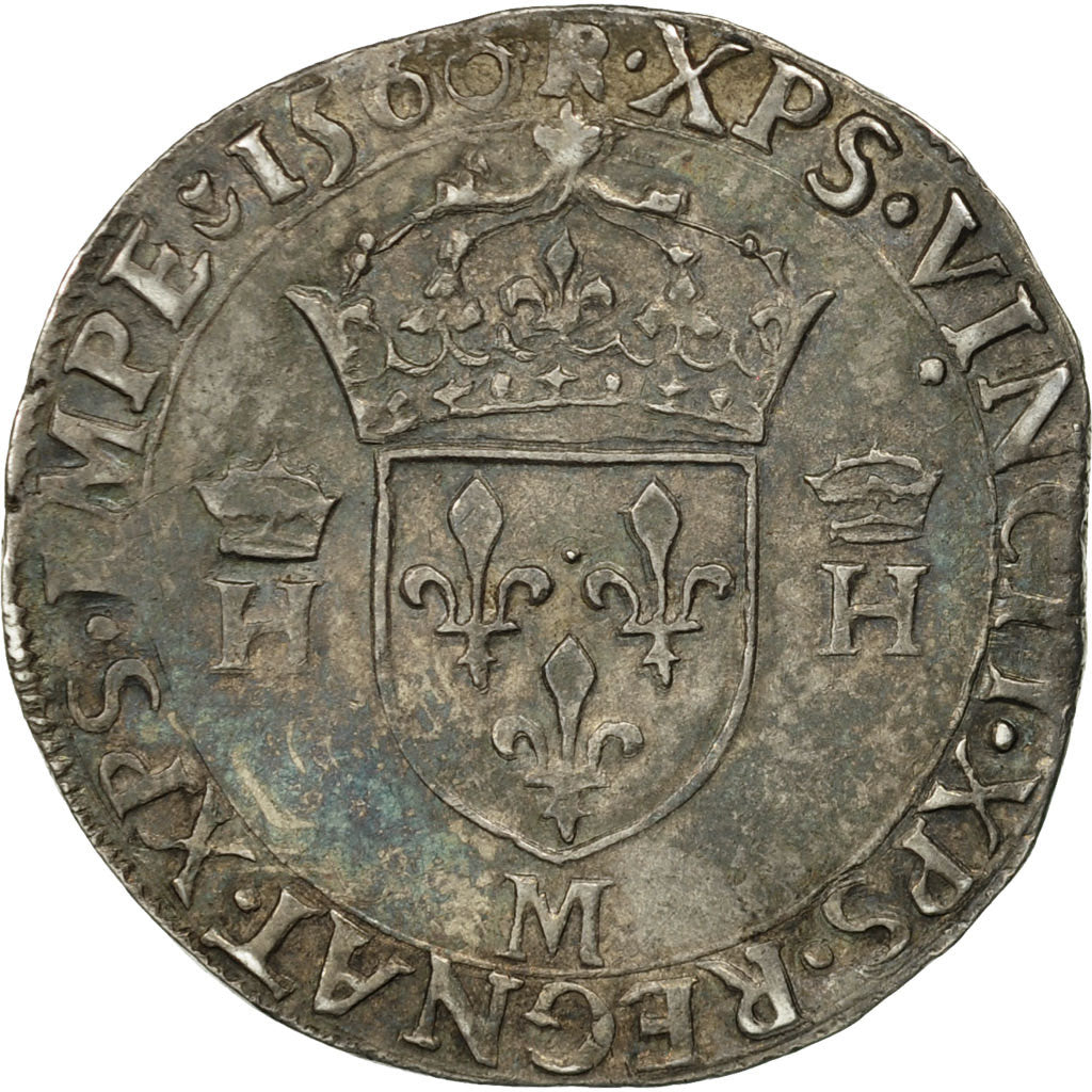 Munten, Frankrijk, François II, Teston, 1560, Toulouse, ZF+, Zilver