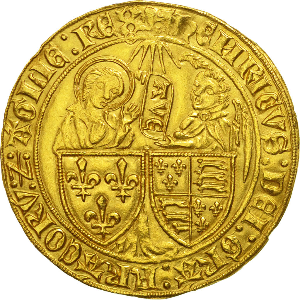 France, Henri VI de Lancastre, Salut d'or, Rouen, AU(55-58), Gold, Duplessy:443A