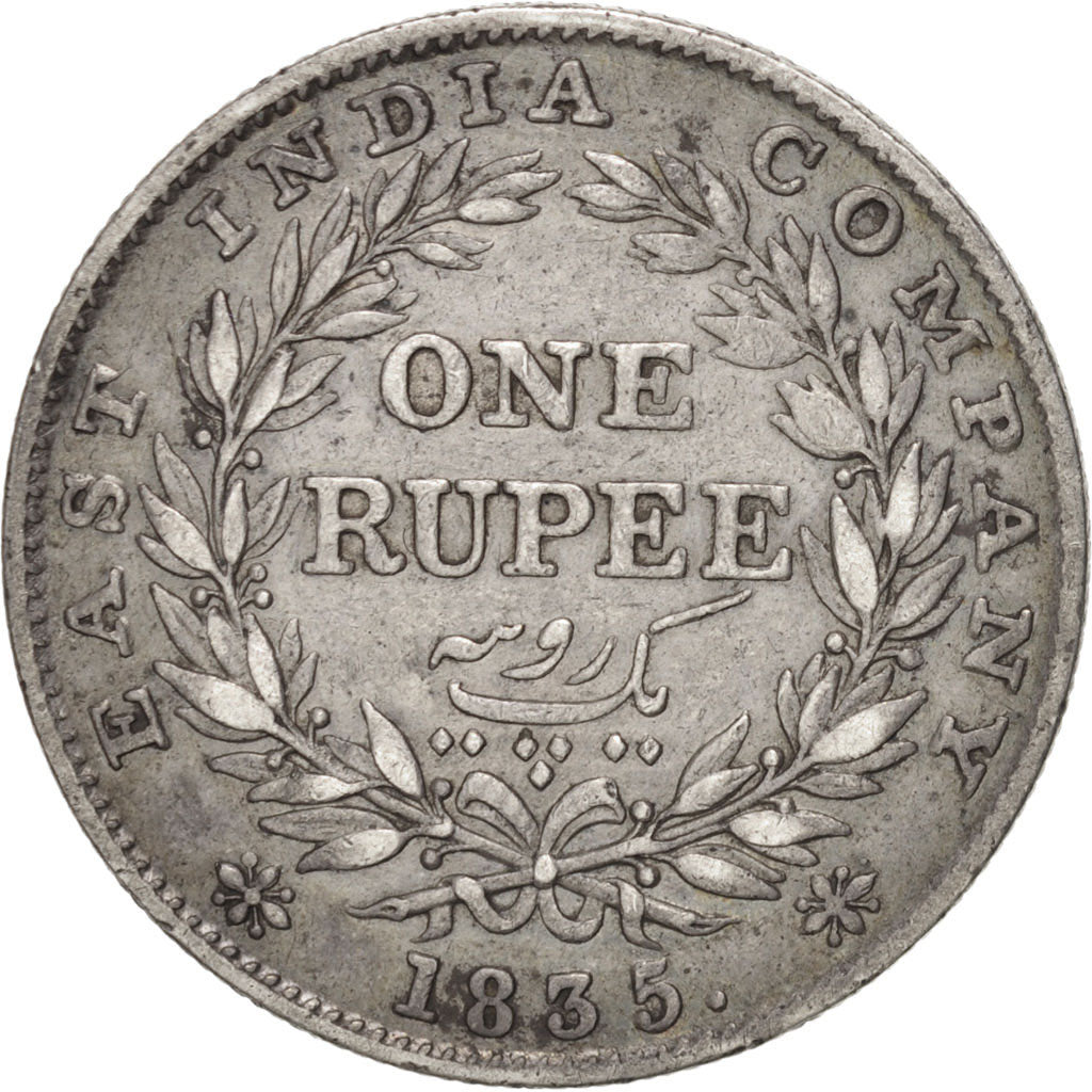 INDIA-BRITISH, Rupee, 1835, Calcutta, Silver, KM:450.4