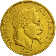 France, Napoleon III, 50 Francs, 1868, Strasbourg, EF(40-45), KM 804.2