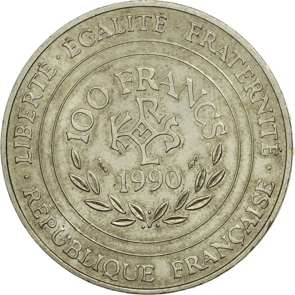 France, Charlemagne, 100 Francs, 1990, TTB+, Argent, KM:982, Gadoury:905