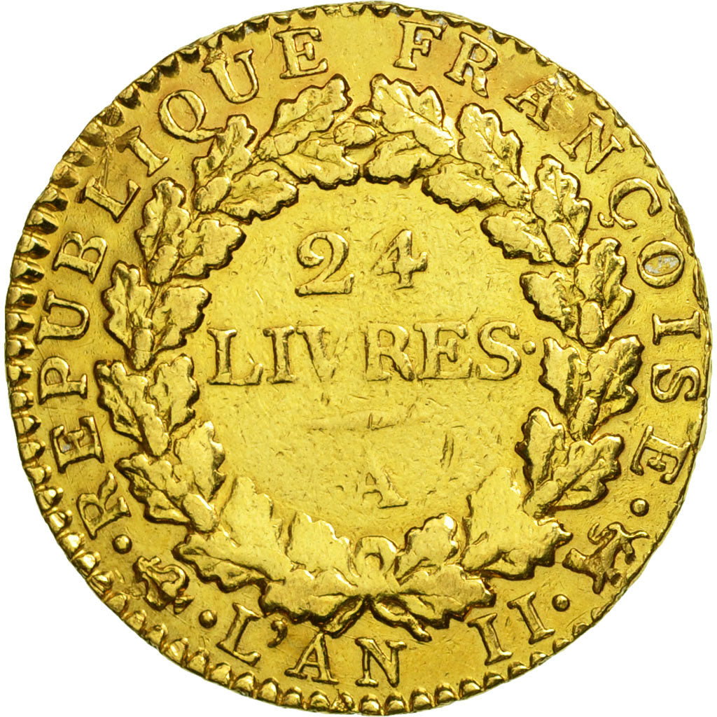 Coin, France, 24 livres Convention, 24 Livres, 1793, Paris, VF(30-35), Gold