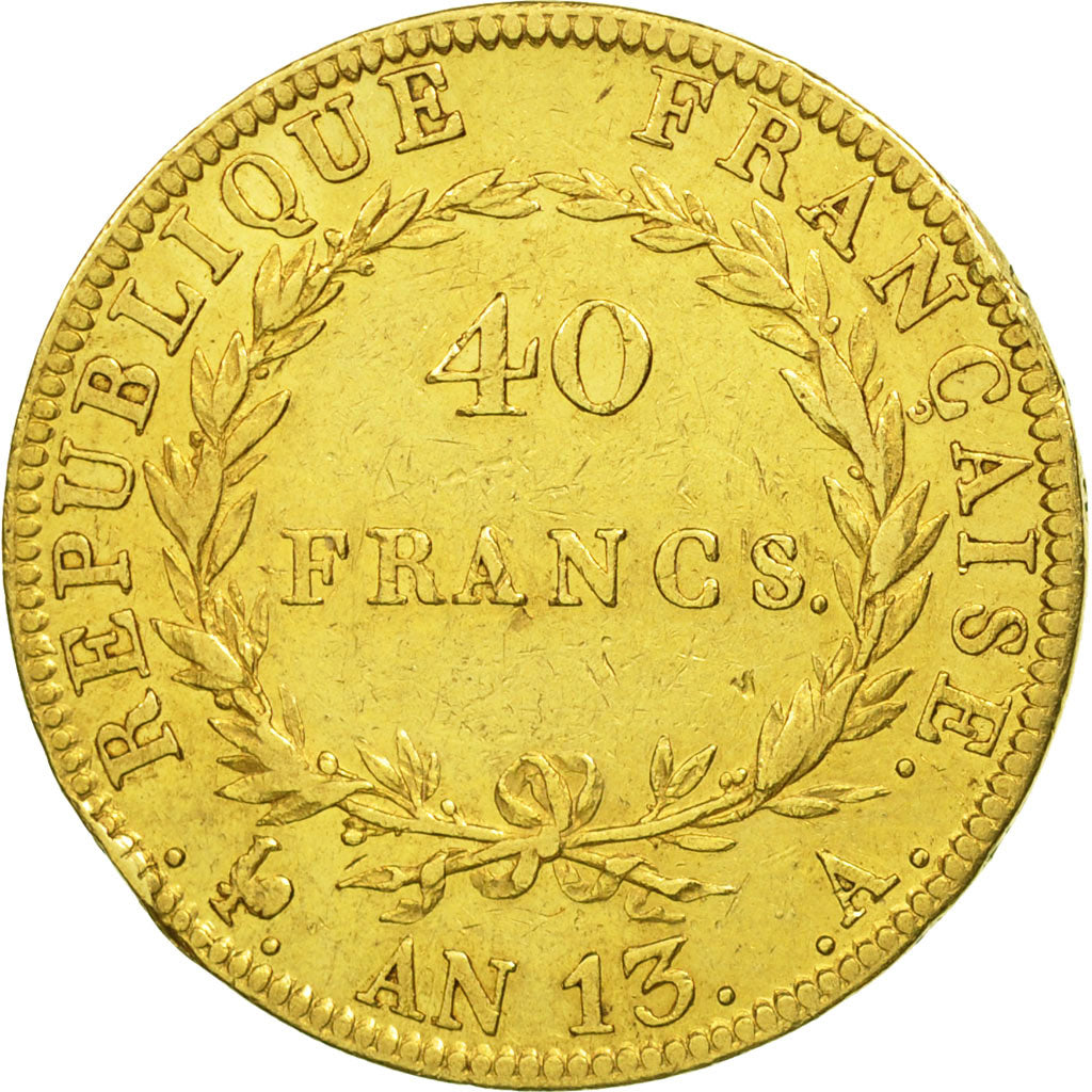 France, Napoléon I, 40 Francs, 1805, Paris, EF(40-45), Gold, KM:664.1