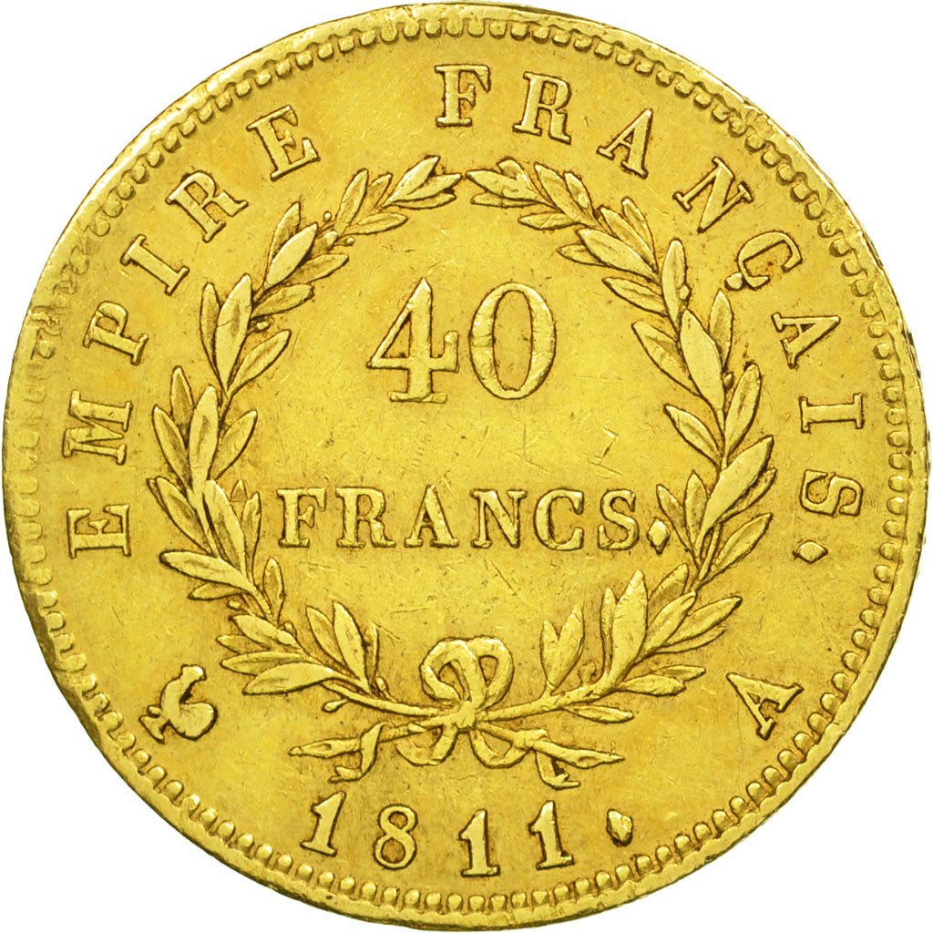 Monnaie, France, Napoléon I, 40 Francs, 1811, Paris, TTB, Or, KM:696.1