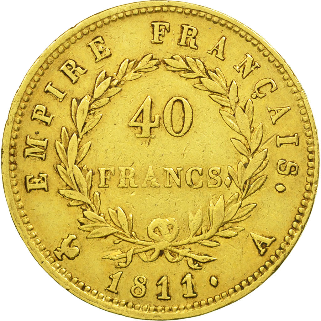 France, Napoléon I, 40 Francs, 1811, Paris, EF(40-45), Gold, KM:696.1