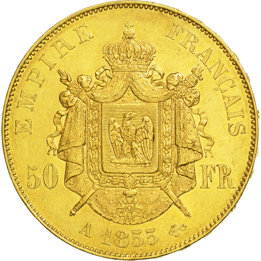 Coin, France, Napoleon III, Napoléon III, 50 Francs, 1855, Paris, AU(50-53)
