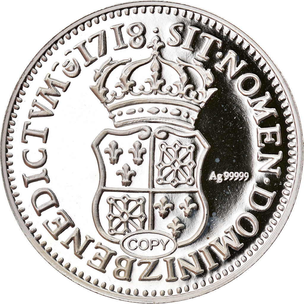 France, Medal, Reproduction de l'Ecu de Navarre, Louis XV, MS(65-70), Silver