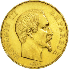 France, Napoleon III, 50 Francs, 1855, Paris, AU(50-53), Gold, KM 785.1
