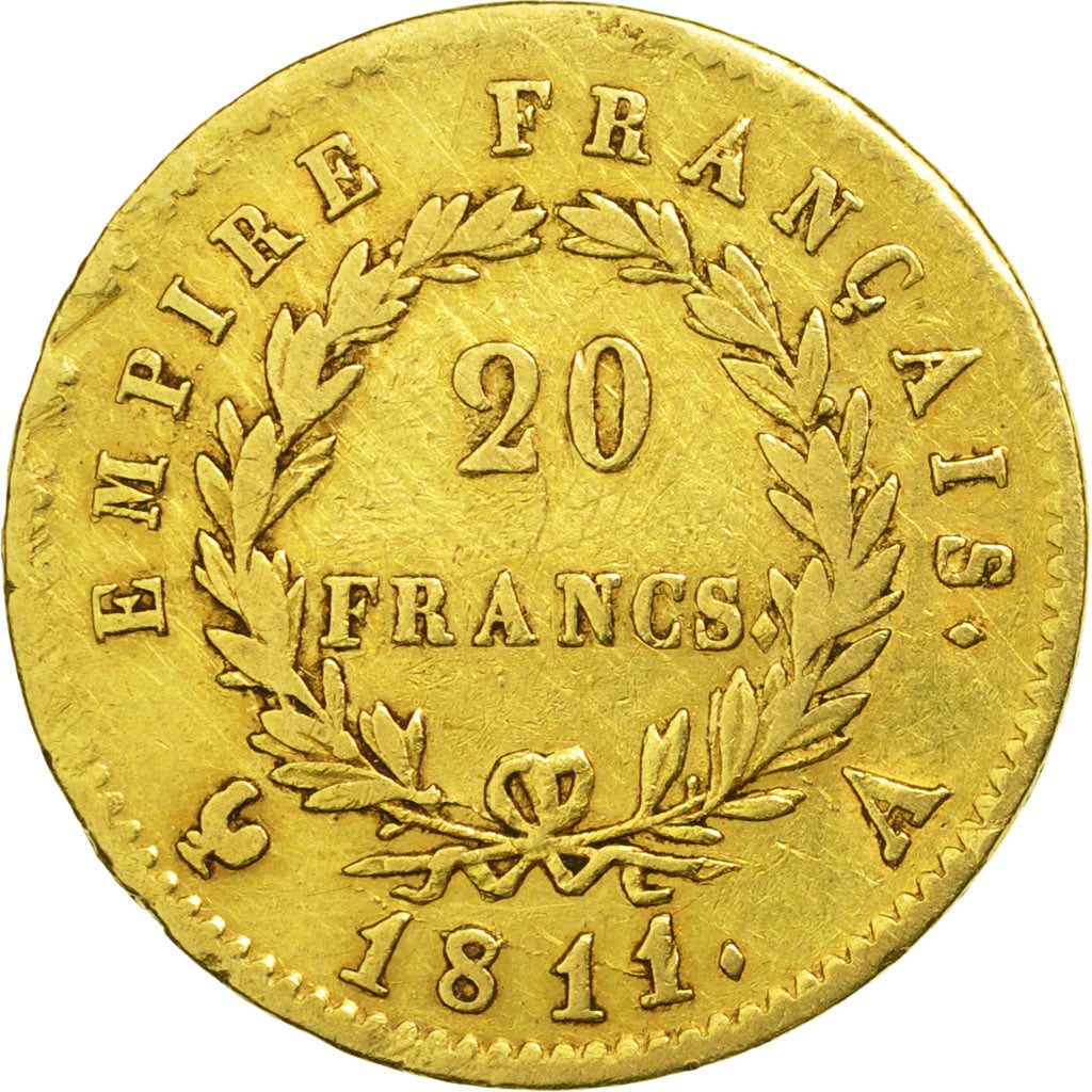 France, Napoléon I, 20 Francs, 1811, Paris, EF(40-45), Gold, KM:695.1