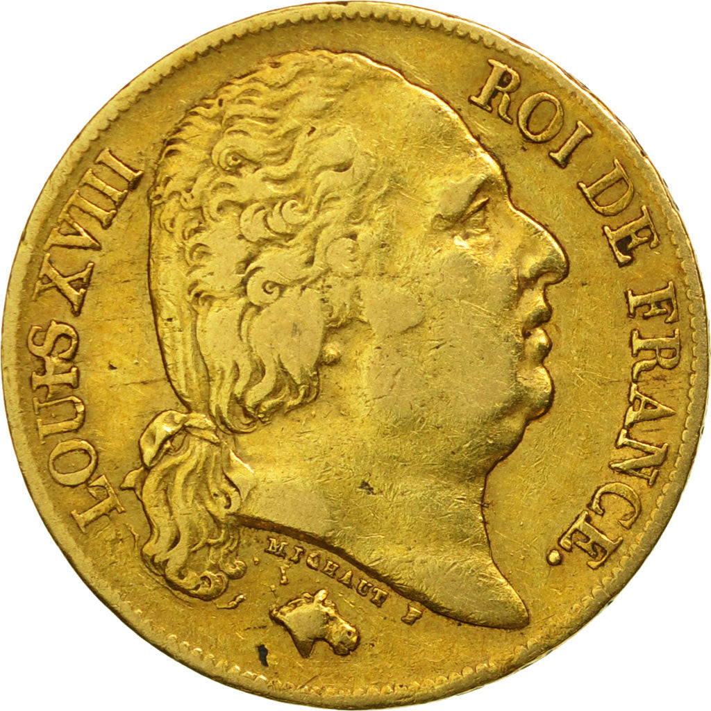 Coin, France, Louis XVIII, Louis XVIII, 20 Francs, 1819, Paris, EF(40-45), Gold