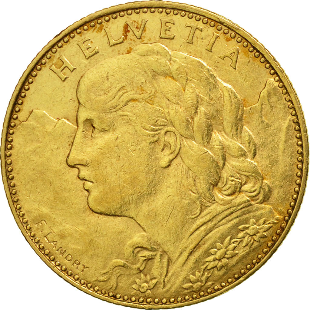 Svizzera, 10 Francs, 1913, Bern, BB, Oro, KM:36