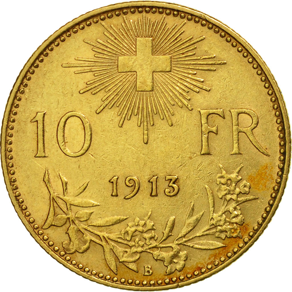 Svizzera, 10 Francs, 1913, Bern, BB, Oro, KM:36