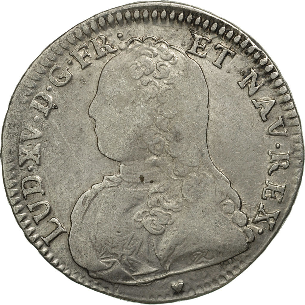 Louis XV, 1/2 Écu aux branches d'olivier, 1734, Strasbourg,VF(20-25),Gadoury 313