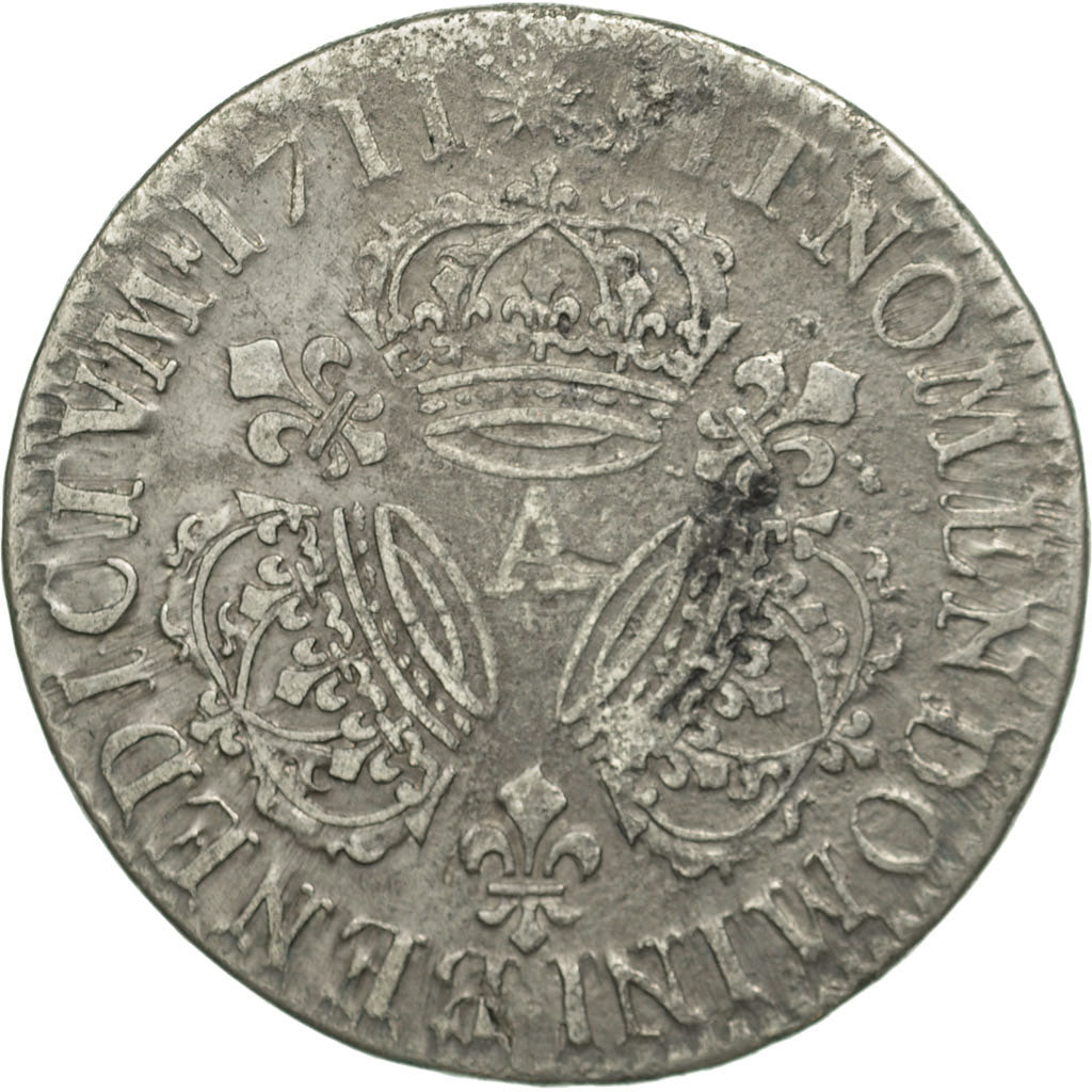 France, Louis XIV, 1/2 Écu aux 3 couronnes, 1711, Paris, KM 382.1