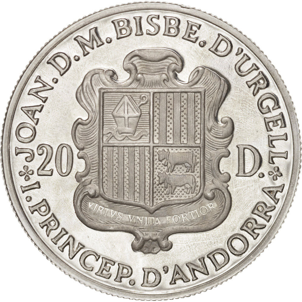 Andorra, 20 Diners, 1985, Christmas, Silver, Proof, KM:26