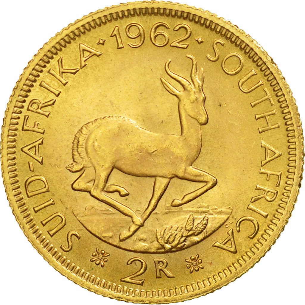 South Africa, 2 Rand, 1962, AU(55-58), Gold, KM:64