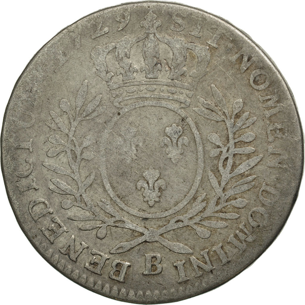 Coin, France, Louis XV, 1/2 Écu aux branches d'olivier, 1/2 ECU, 44 Sols, 1729