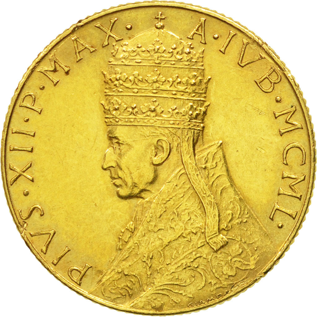 CIUDAD DEL VATICANO, Pius XII, 100 Lire, 1950, EBC, Oro, KM:48