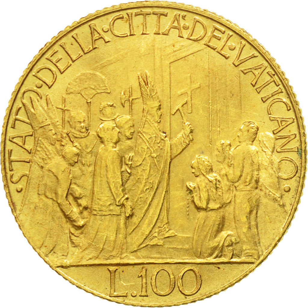 CIUDAD DEL VATICANO, Pius XII, 100 Lire, 1950, EBC, Oro, KM:48