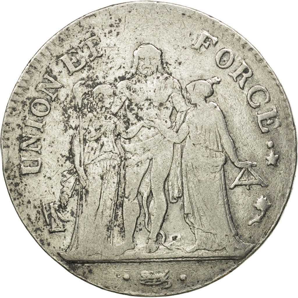 Monnaie, France, Union et Force, 5 Francs, 1795, Paris, TB, Argent, KM:639.1