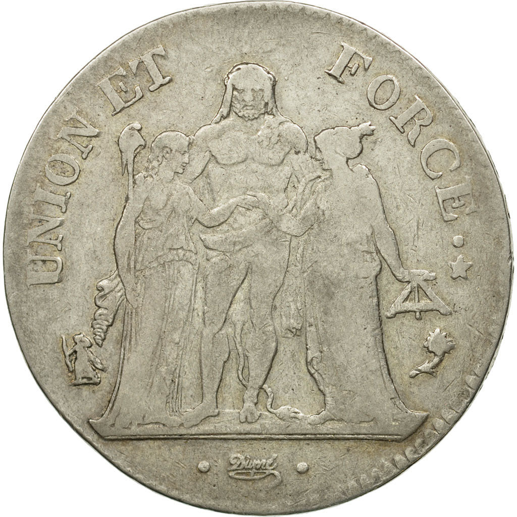 France, Union et Force, 5 Francs, 1796, Paris, VF(30-35), Silver, KM:639.1