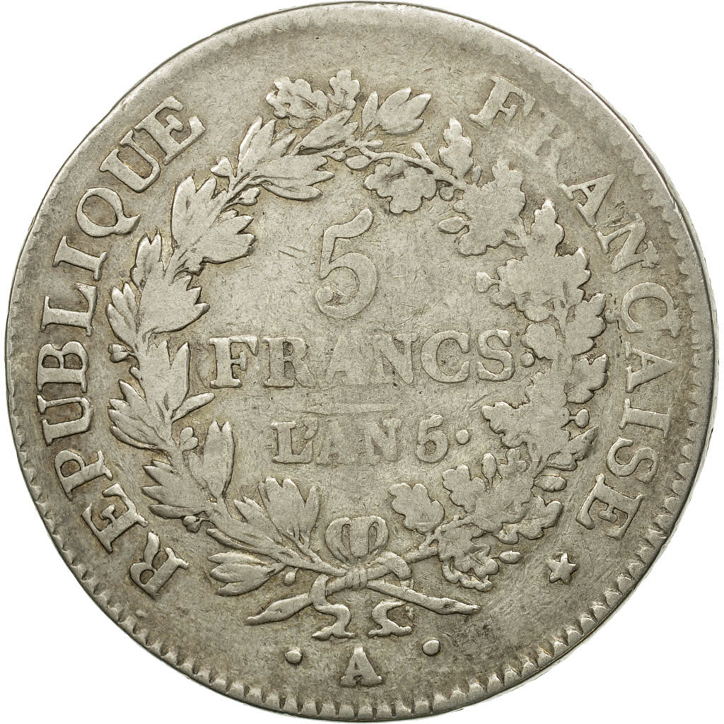 France, Union et Force, 5 Francs, 1796, Paris, VF(30-35), Silver, KM:639.1