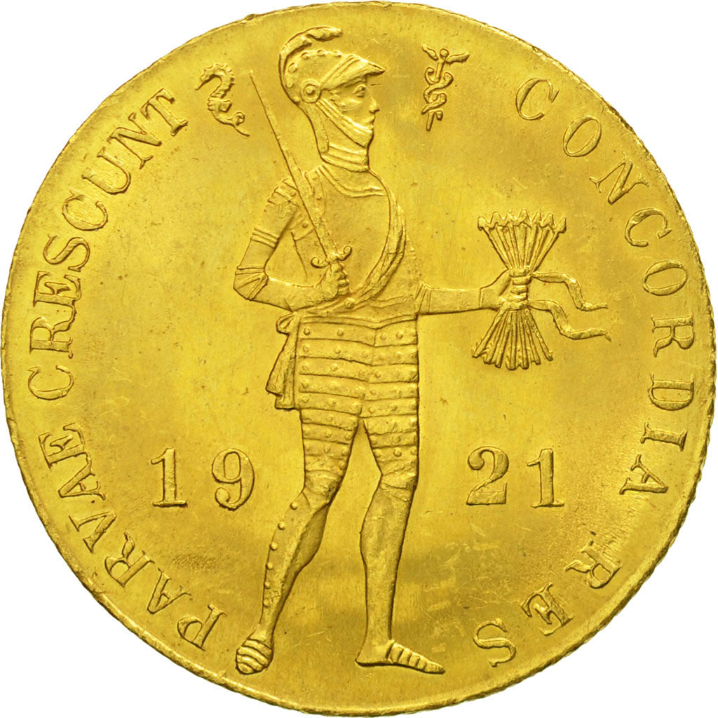 Netherlands, Wilhelmina I, Ducat, 1921, Utrecht, MS(60-62), Gold, KM:83.1a