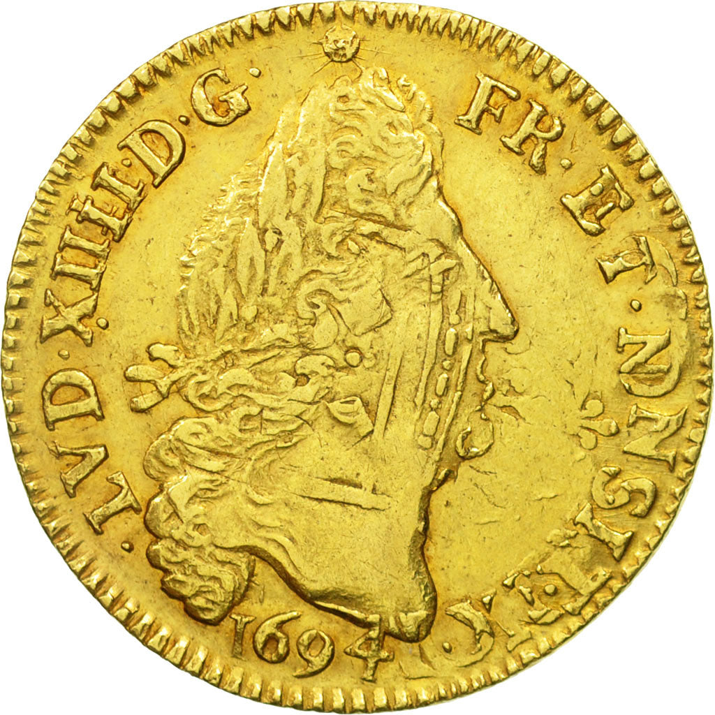 Coin, France, Louis XIV, Louis d'or aux 4 L, Louis d'Or, 1694, Lille, EF(40-45)