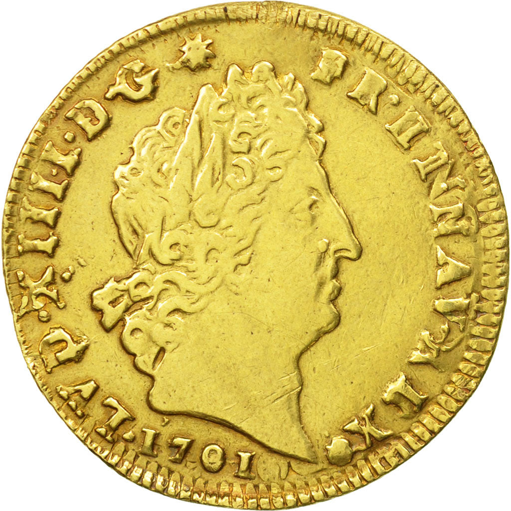 France, Louis XIV, Louis d'or aux 8 L et aux insignes, 1701, Lille, KM 334.21
