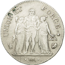Munten, Frankrijk, Union et Force, 5 Francs, 1798, Bayonne, ZF, Zilver