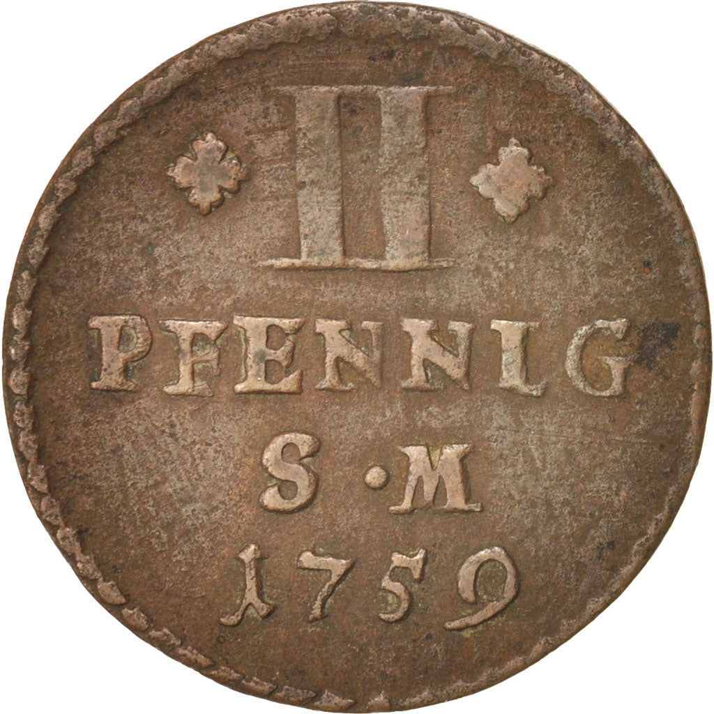 German States, MAINZ, Johann Friedrich Karl, 2 Pfennig, 1759, KM:298