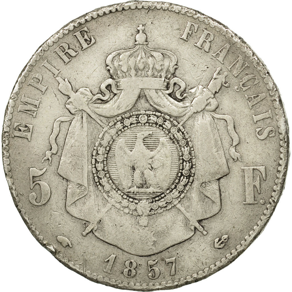 France, Napoléon III, 5 Francs, 1857, Paris, B+, Argent, Gadoury 734