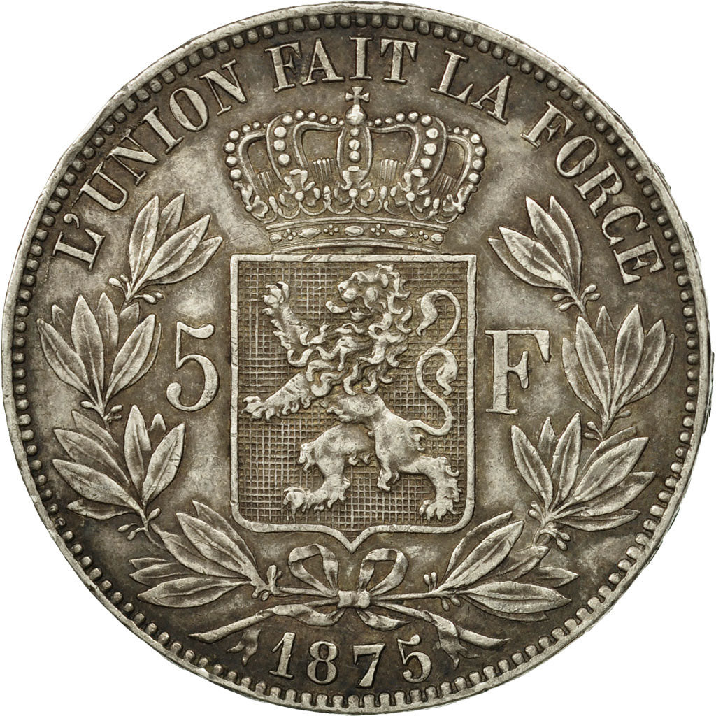 Belgique, Leopold II, 5 Francs, 5 Frank, 1875, TTB, Argent, KM:24