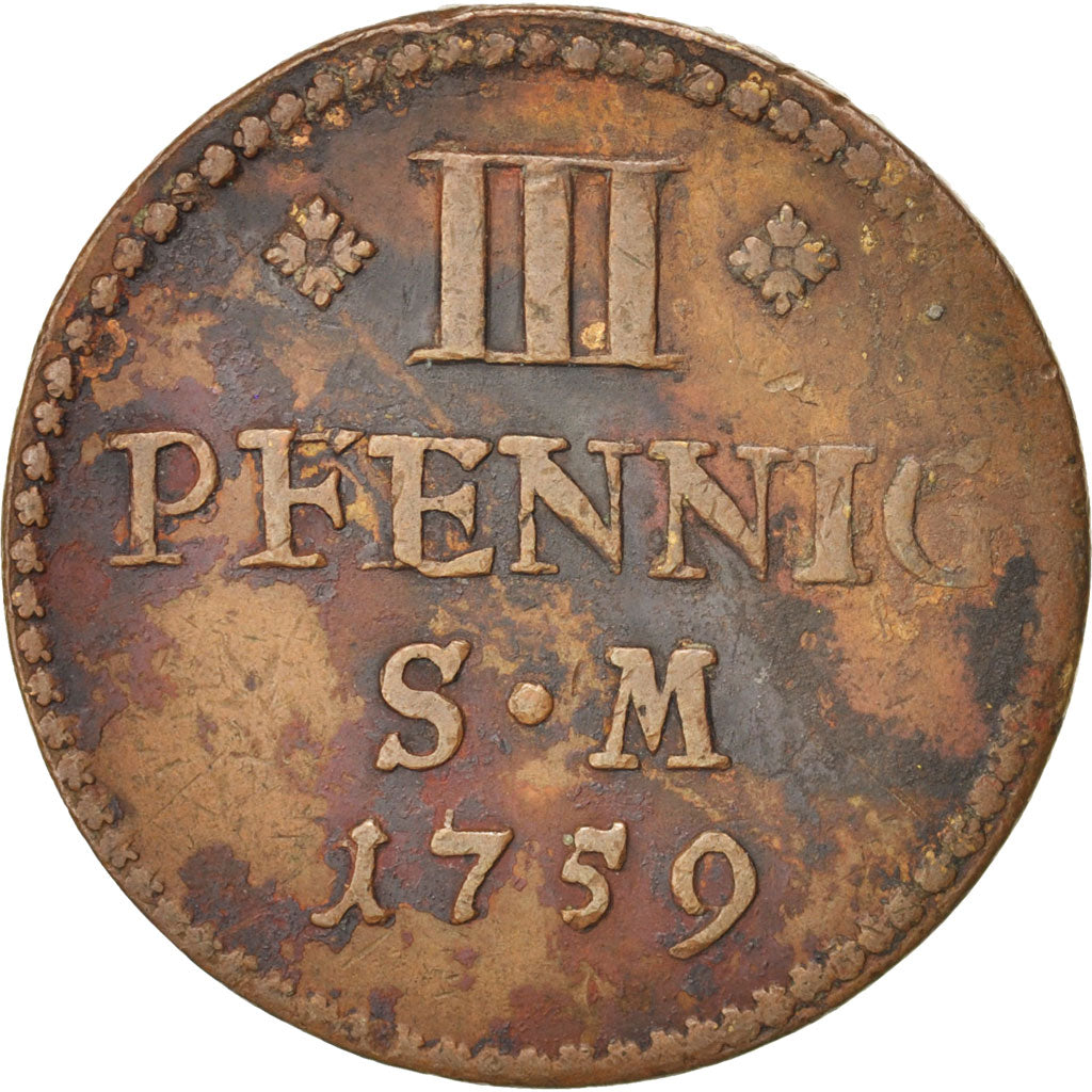 Munten, Duitse staten, MAINZ, Johann Friedrich Karl, 3 Pfennig, Dreier, 1759