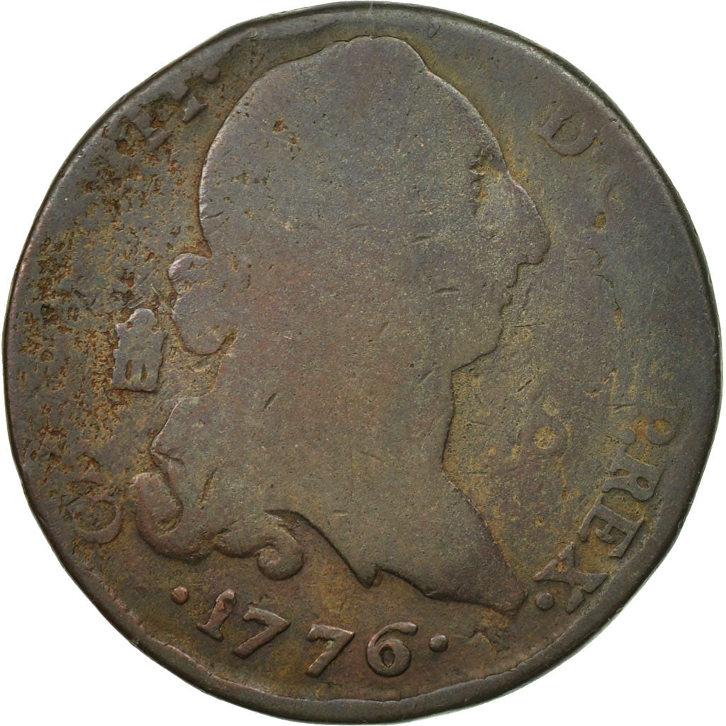 Espagne, Charles III, 8 Maravedis, 1776, Segovia, B+, Cuivre, KM:408.2