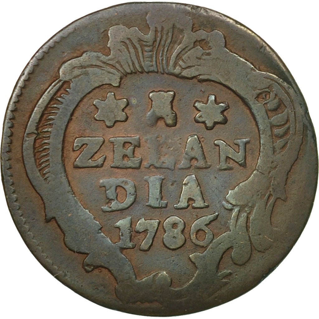 Netherlands, ZEELAND, Duit, 1786, VF(20-25), Copper, KM:101.1