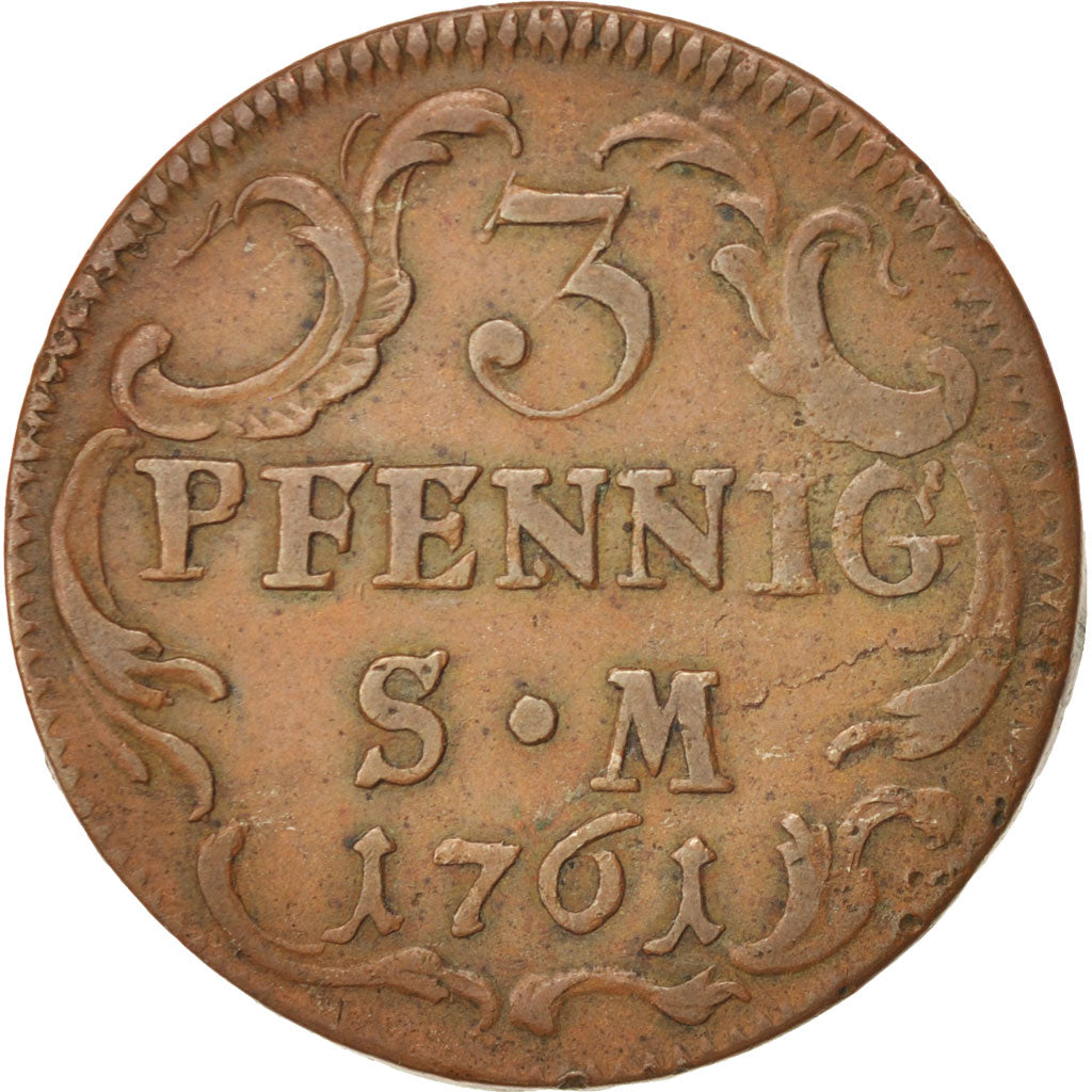 Munten, Duitse staten, MAINZ, Johann Friedrich Karl, 3 Pfennig, Dreier, 1761