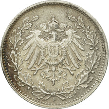 Coin, GERMANY - EMPIRE, 1/2 Mark, 1919, Stuttgart, EF(40-45), Silver, KM:17