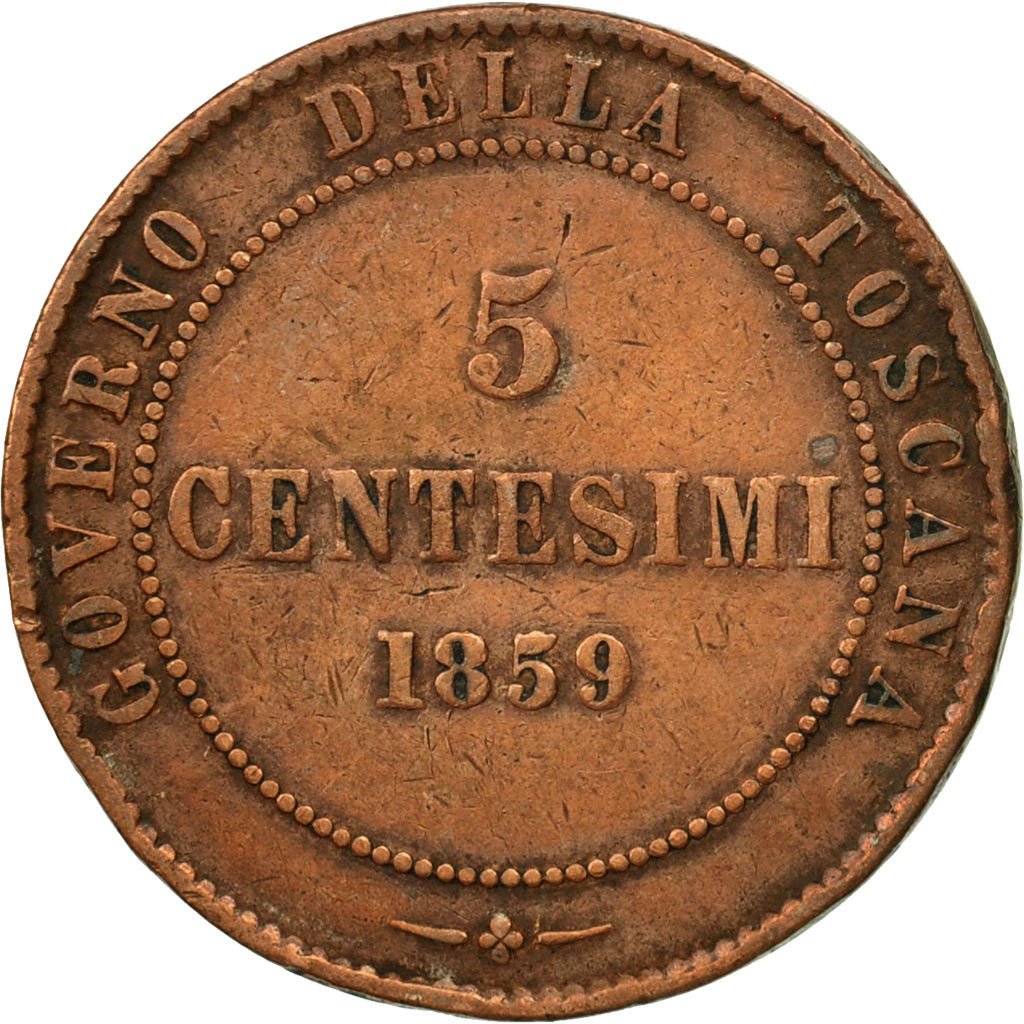 ITALIAN STATES, TUSCANY, Provisional Government, 5 Centesimi, 1859, KM 83