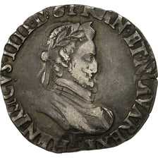 Moneda, Francia, Henri IV, Demi Franc, Demi Franc, 1590, Angers, MBC, Plata