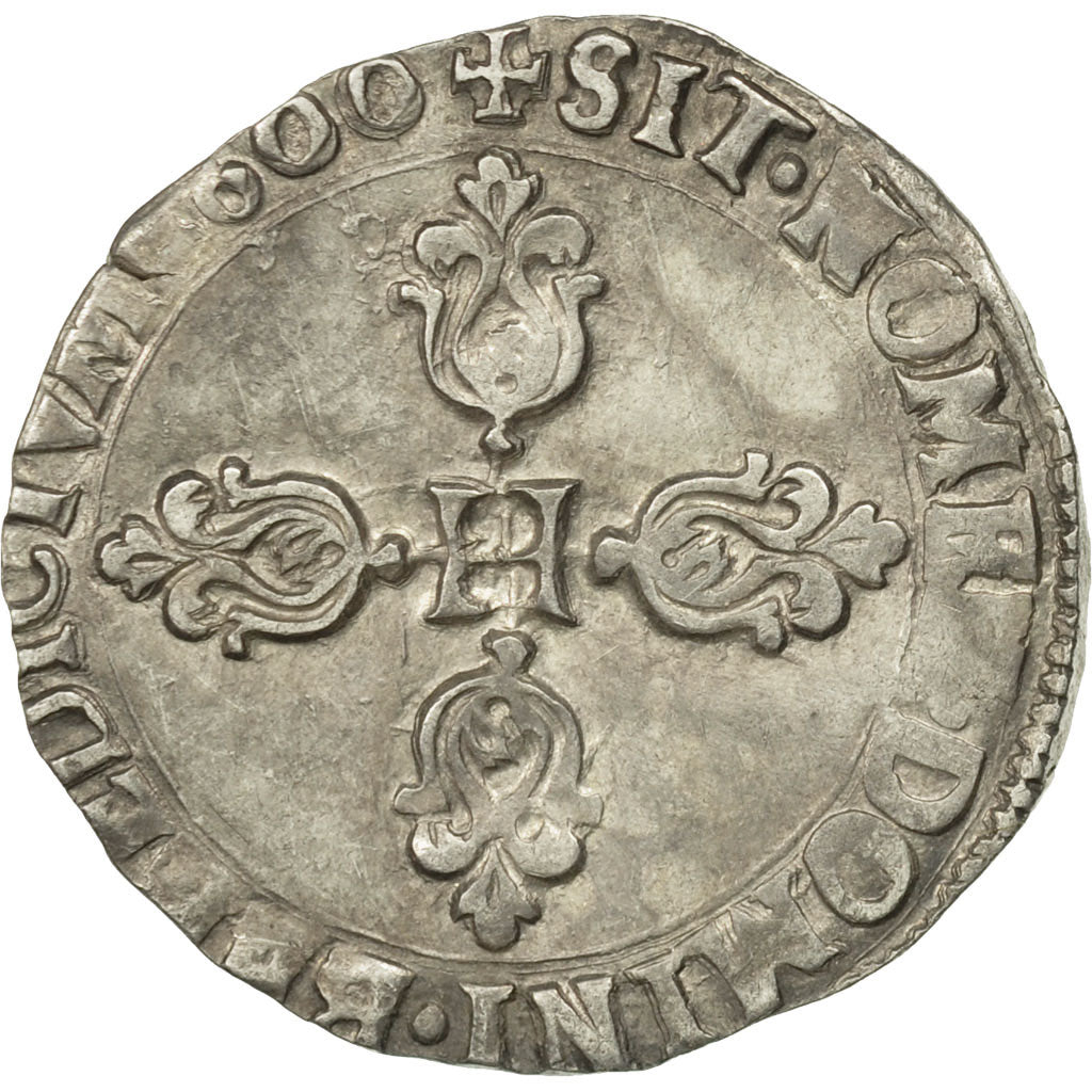 France, Henri IV, Demi Franc, 1600, Bordeaux, AU(50-53), Silver, Sombart 4748