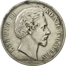 German States, BAVARIA, Ludwig II, 5 Mark, 1876, Munich, VF(30-35), KM 896