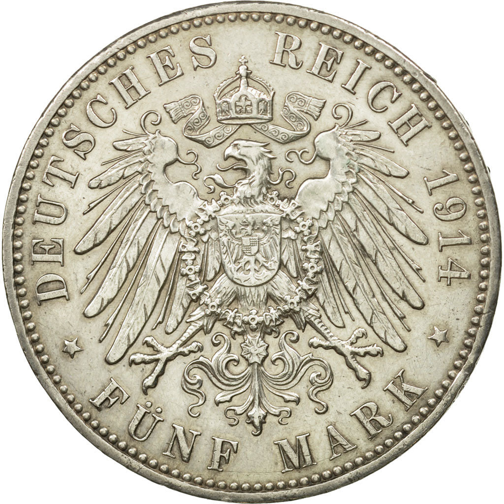 German States, PRUSSIA, Wilhelm II, 5 Mark, 1914, Berlin, EF(40-45), KM 536