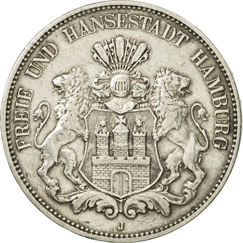 German States, HAMBURG, 5 Mark, 1900, Hamburg, EF(40-45), Silver, KM:610