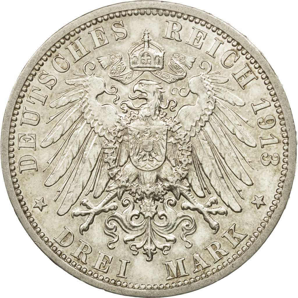 Etats allemands, PRUSSIA, Wilhelm II, 3 Mark, 1913, Berlin, TTB+, Argent, KM:535
