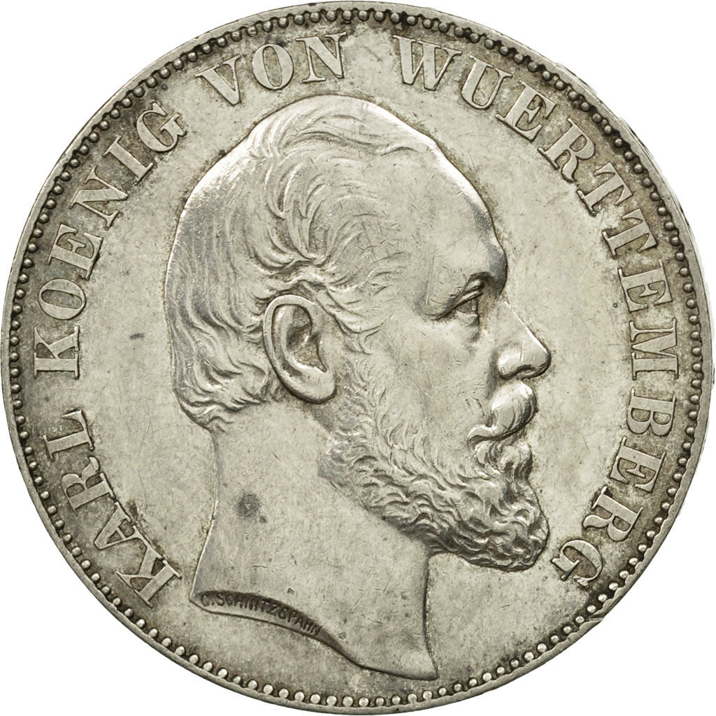 German States, WURTTEMBERG, Karl I, Thaler, 1871, AU(50-53), Silver, KM:620