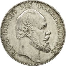 German States, WURTTEMBERG, Karl I, Thaler, 1871, AU(50-53), Silver, KM:620