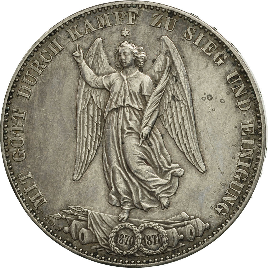 German States, WURTTEMBERG, Karl I, Thaler, 1871, AU(50-53), Silver, KM:620