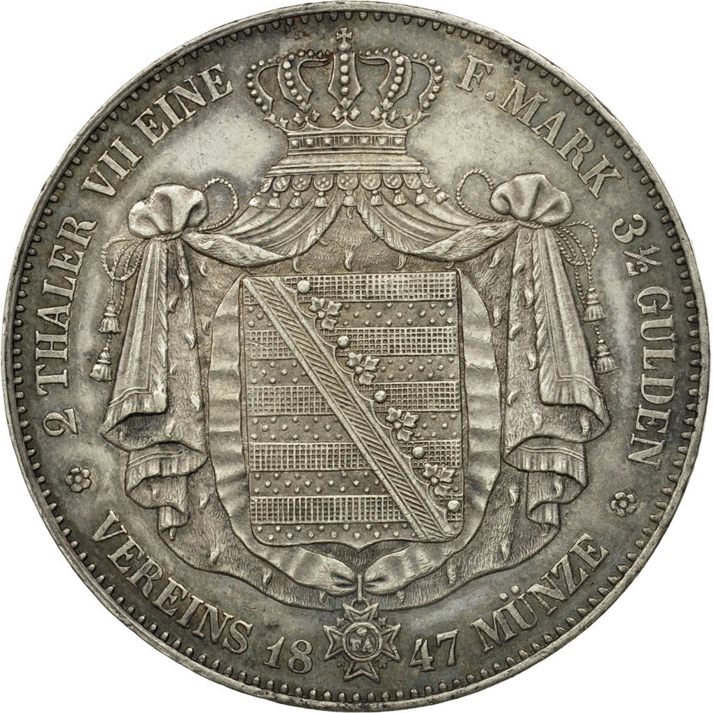 German States, SAXONY-ALBERTINE, Friedrich August II, 2 Thaler, KM 1149