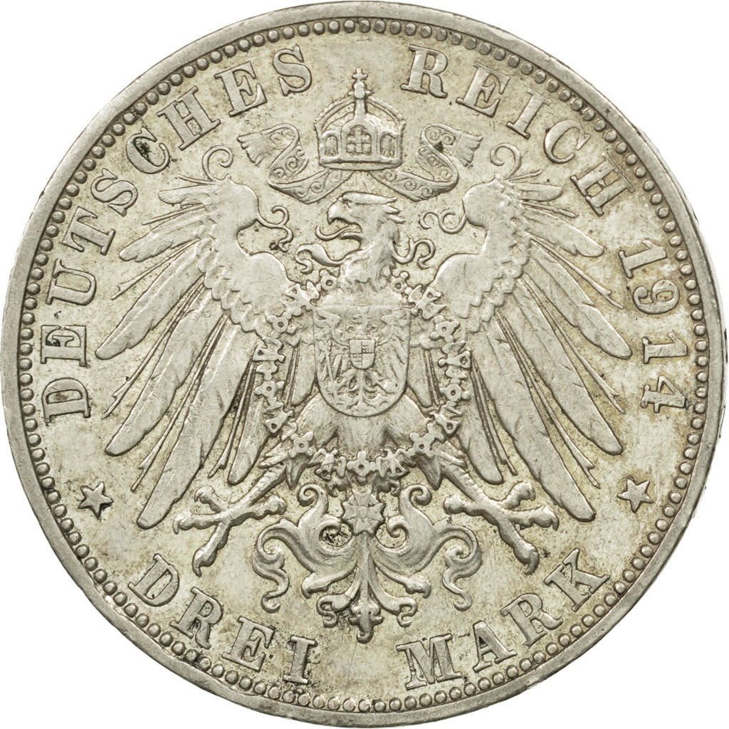 Etats allemands, BAVARIA, Ludwig III, 3 Mark, 1914, Munich, TTB, Argent, KM:1005